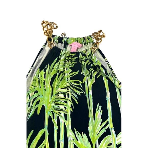 Lilly Pulitzer Lara Navy Big Bam Gold Chain Dress M - Picture 2 of 5